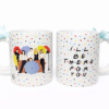 Taza Friends con grupo de personajes y frase I’ll Be There For You, diseño con lunares de colores