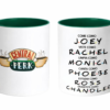 Taza verde esmeralda Friends con logo Central Perk y frases de personajes, ideal regalo para fan de la serie